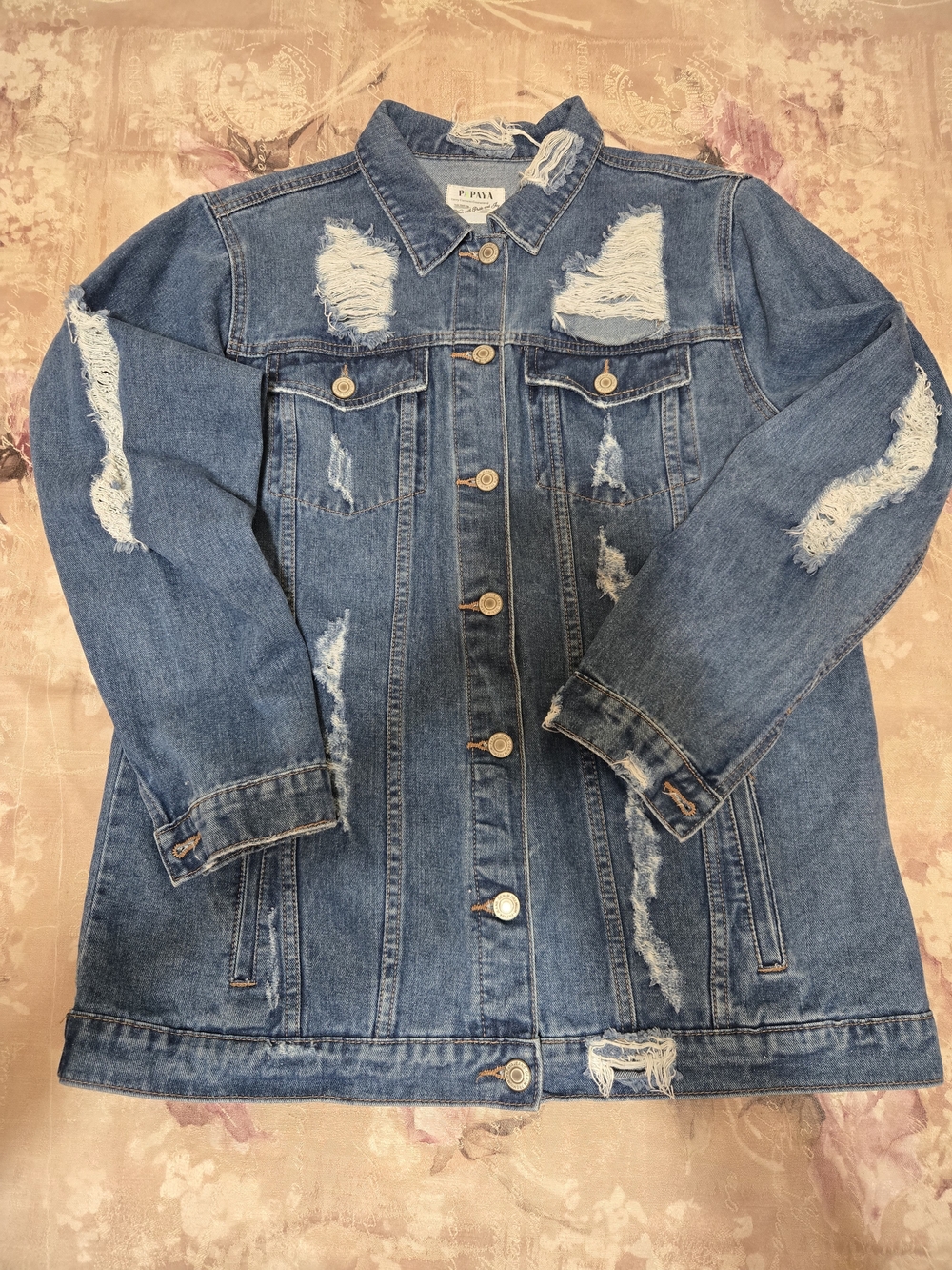 Papaya Distressed Blue Denim Jacket